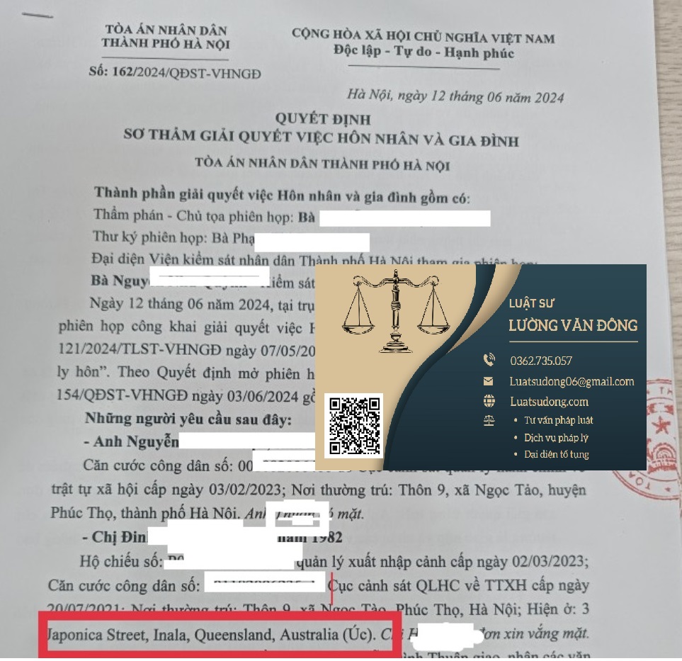 Ly hôn với 1 bên đang ở ÚC