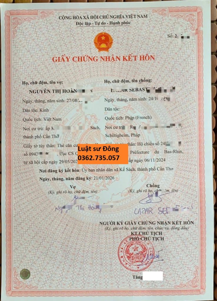 Kết hôn với người Pháp tại Việt Nam