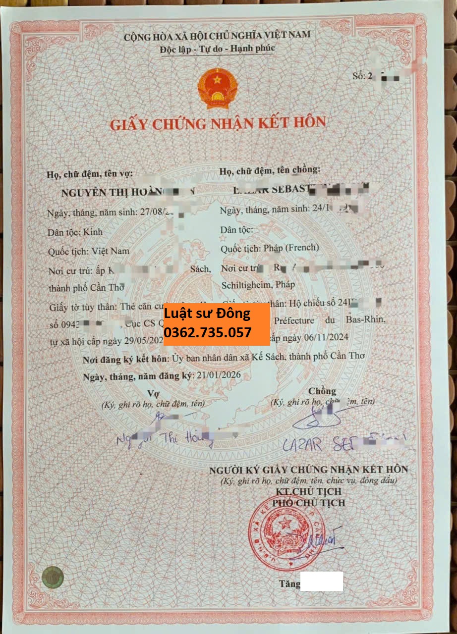 Kết hôn với người Pháp tại Việt Nam