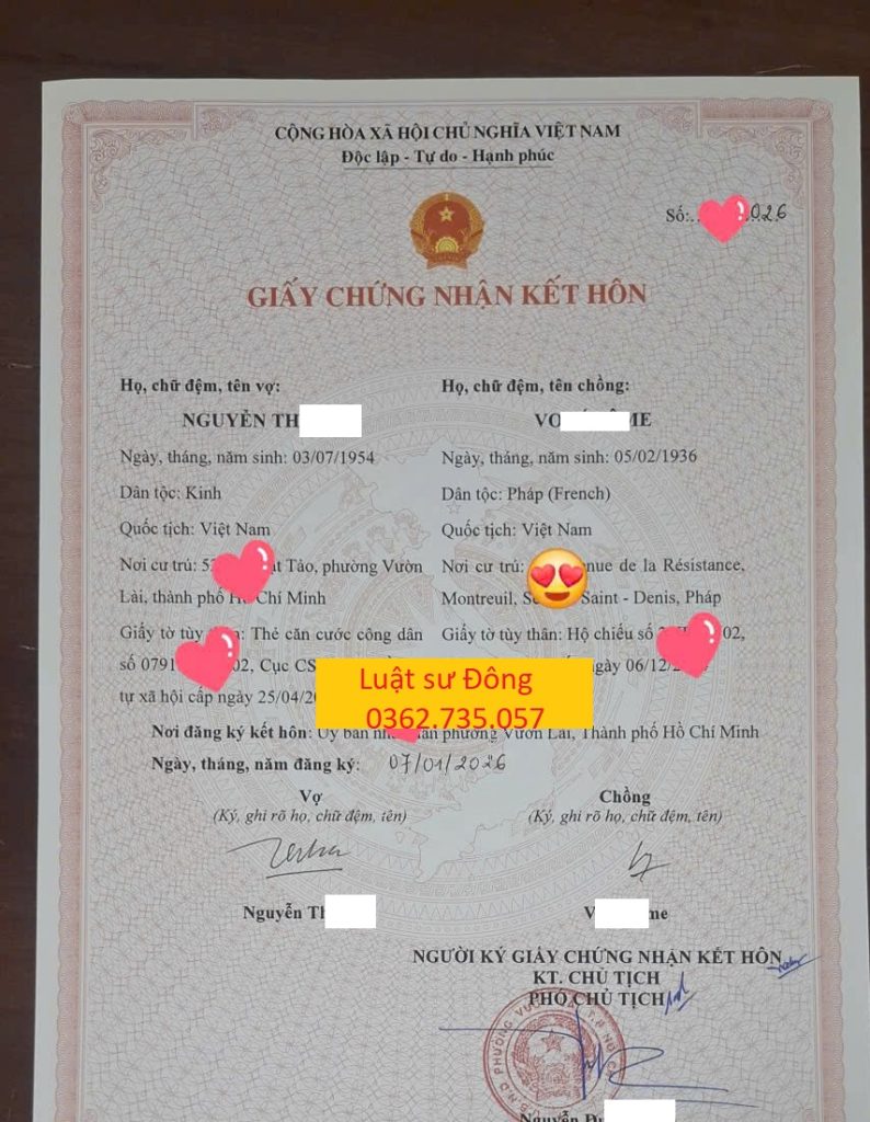 Kết hôn với người Pháp tại Việt Nam