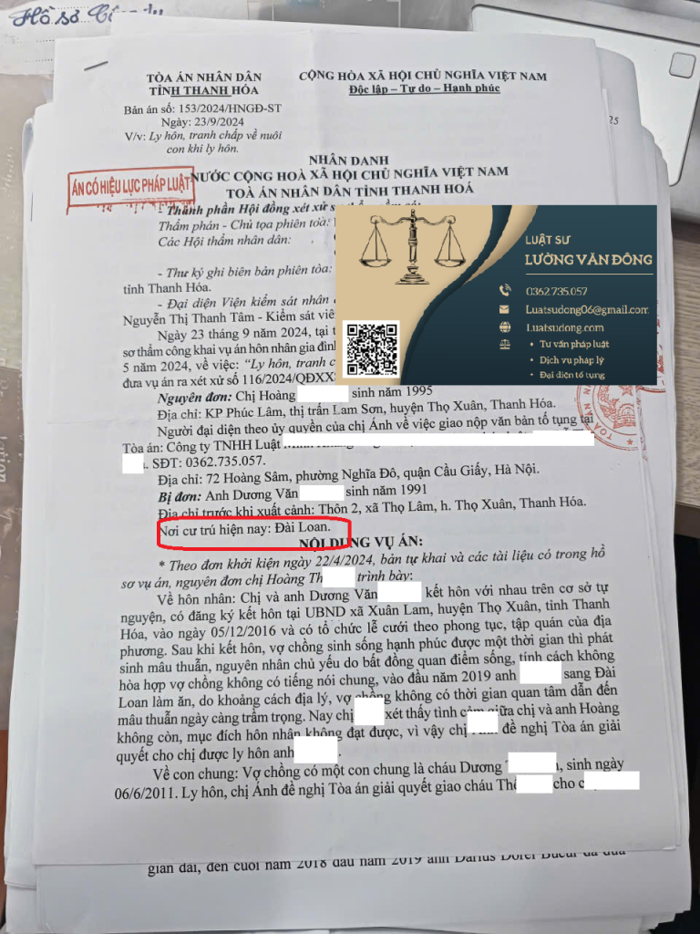 Ly hôn với chồng đang ở Đài Loan