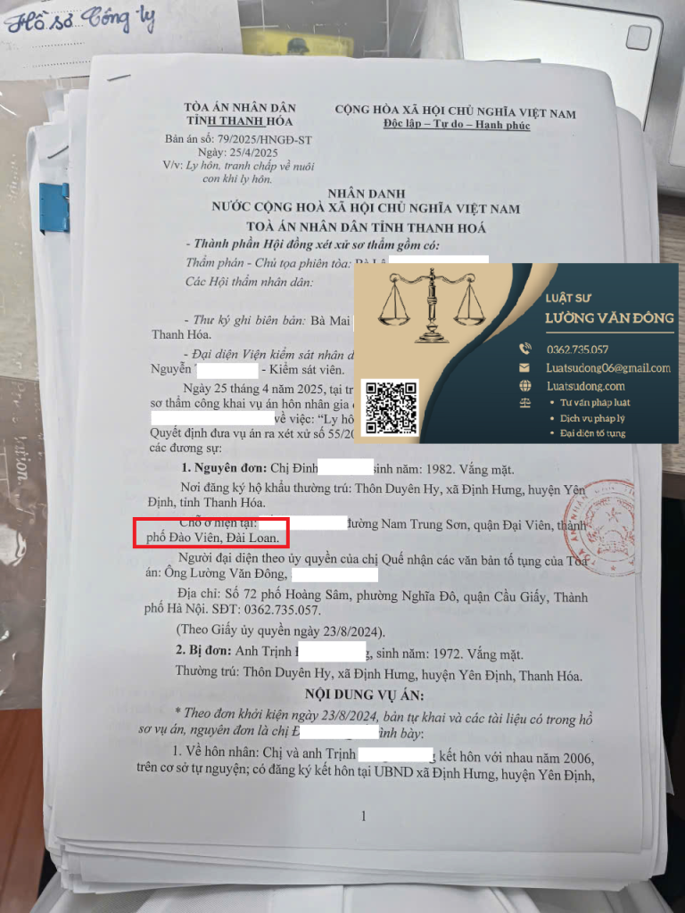 Ly hôn yếu tố nước ngoài tại Thanh Hóa