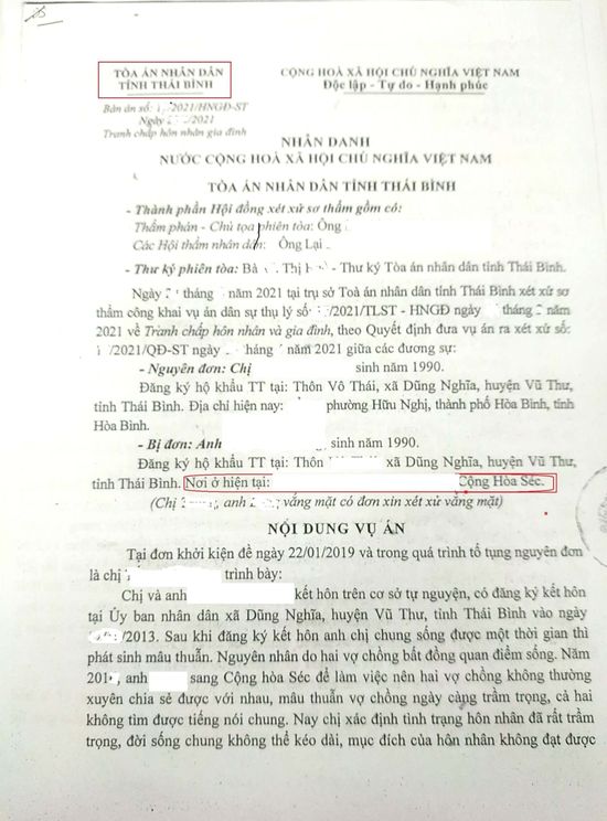 Ly hôn với 1 bên đang ở Cộng Hòa Séc