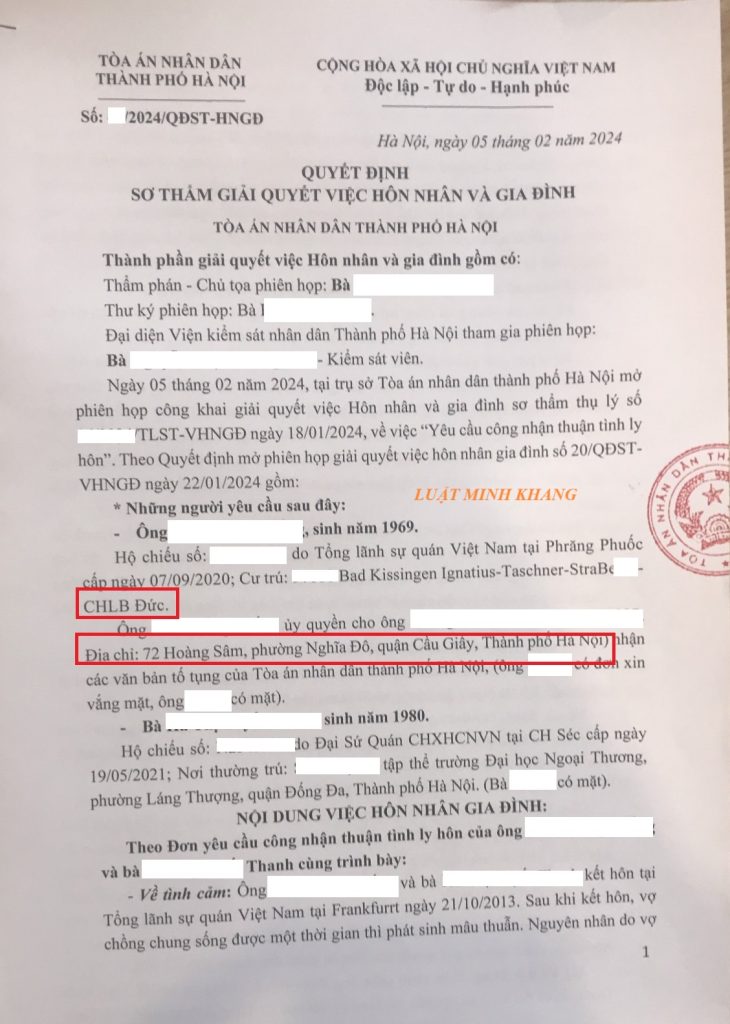 Ly hôn với 1 bên đang ở Cộng Hòa Séc