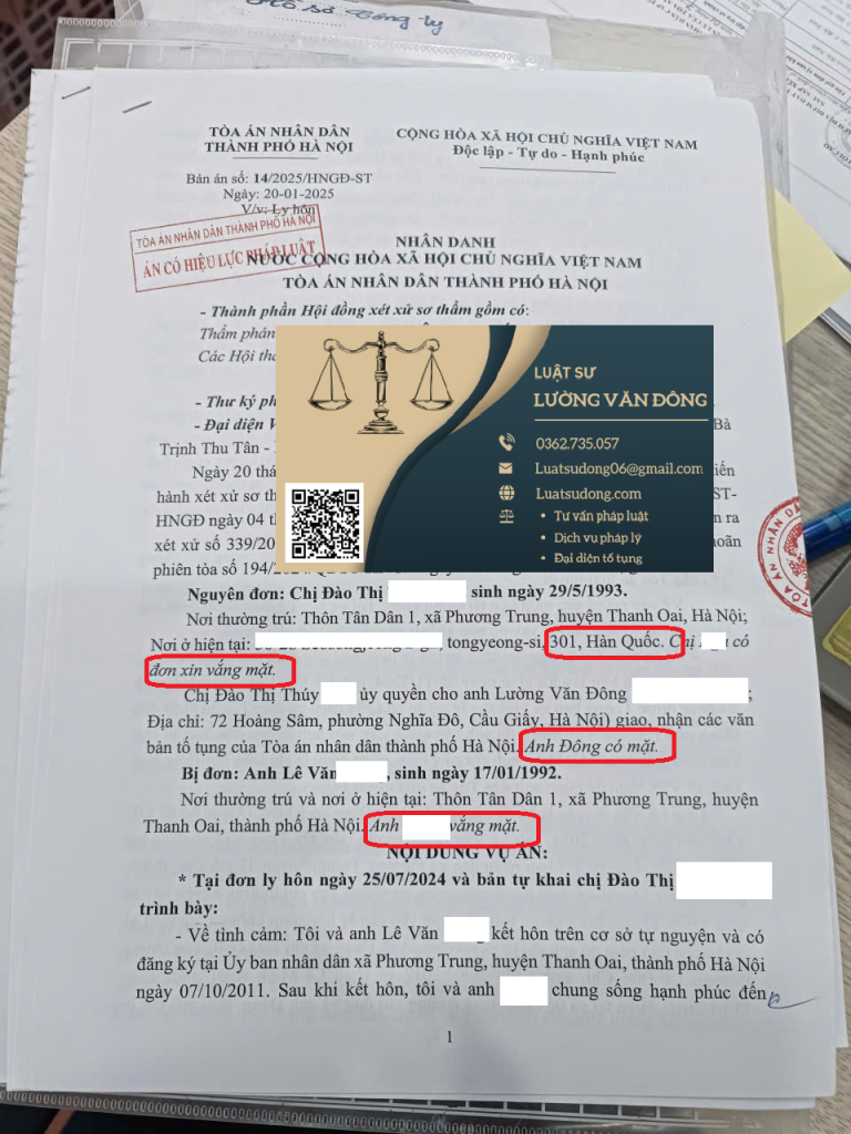 Ly hôn 1 bên ở Hàn Quốc