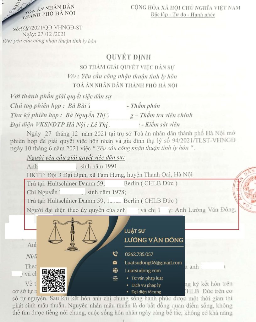 Ly hôn khi cả 2 cùng ở CHLB Đức