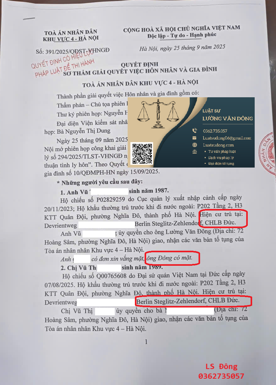 Ly hôn khi  cả 2 đang ở nước ngoài