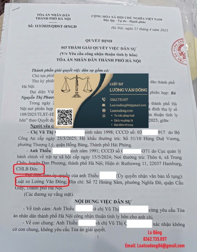 Ly hôn với người Việt Nam đang ở Đức