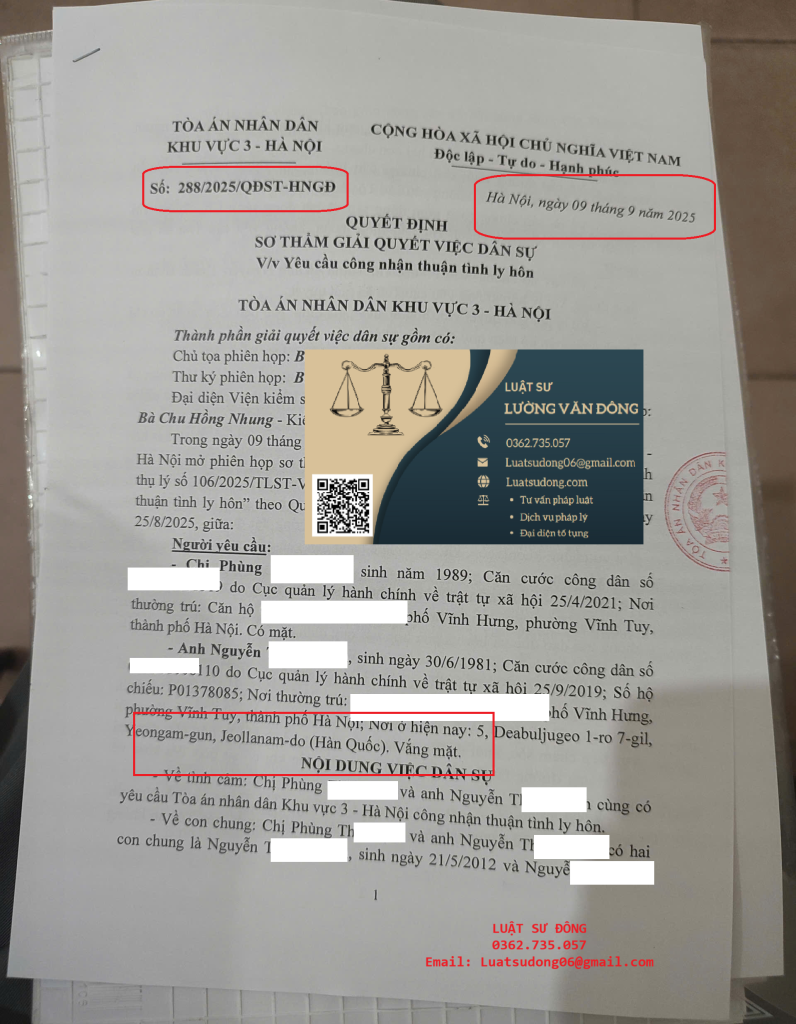 Ly hôn 1 bên ở Hàn Quốc