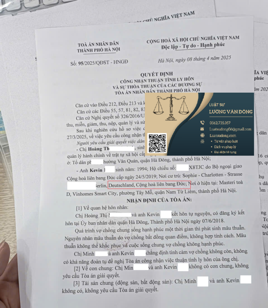 Ly hôn 1 bên đang ở CHLB Đức