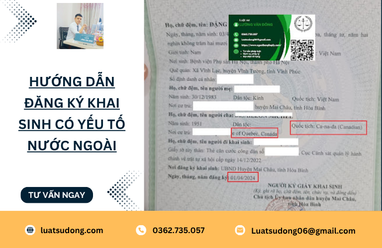 HƯỚNG DẪN ĐĂNG KÝ KHAI SINH CÓ YẾU TỐ NƯỚC NGOÀI