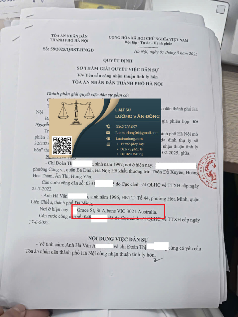 Ly hôn 1 bên đang ở Úc - Australia