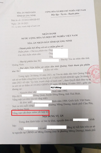 Bản án ly hôn 1 bên ở nước ngoài tại Quảng Ninh