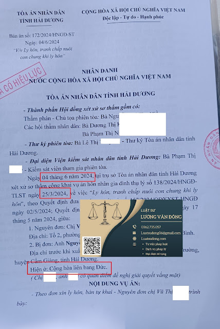 Ly hôn với 1 bên đang ở CHLB Đức