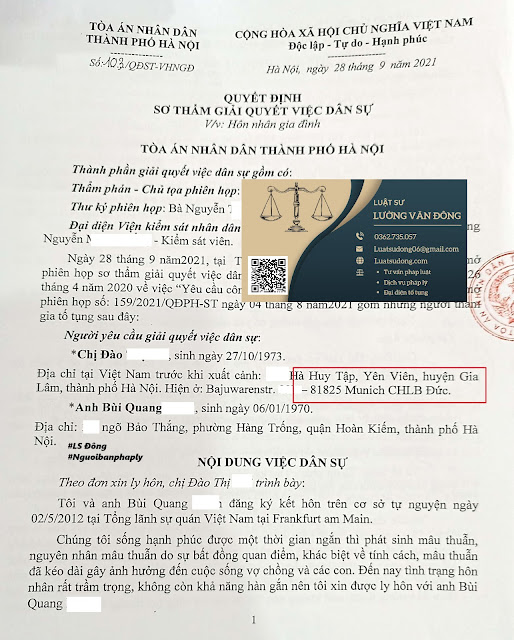 Ly hôn 1 bên đang ở CHLB Đức