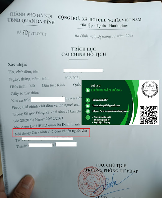 Cải chính giấy khai sinh