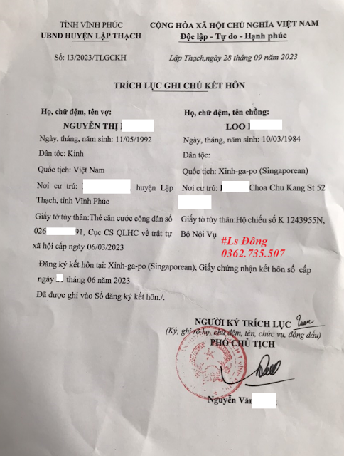 Ghi chú kết hôn tại Vĩnh Phúc Ghi chú kết hôn tại Vĩnh Phúc