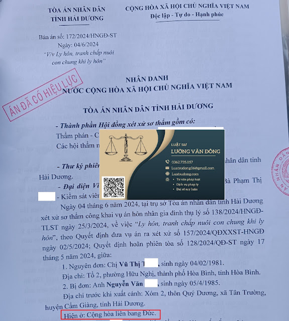 Ly hôn với 1 bên đang ở CHLB Đức