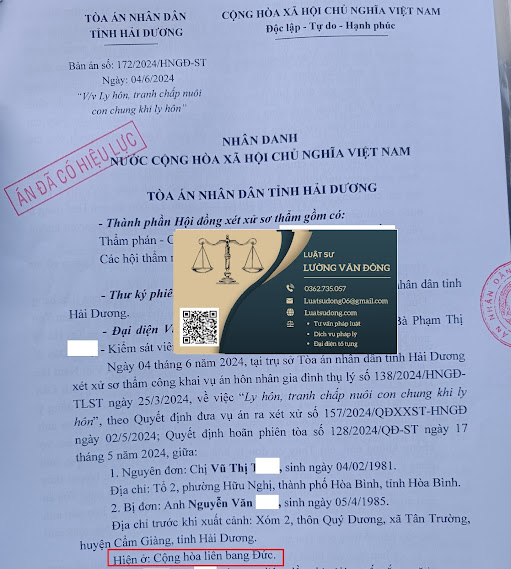 Ly hôn 1 bên đang ở CHLB Đức