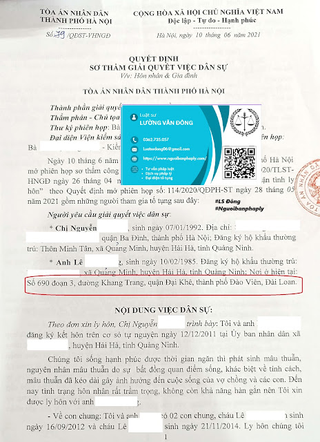 Ly hôn 1 bên đang ở Đài Loan Ly hôn 1 bên đang ở Đài Loan