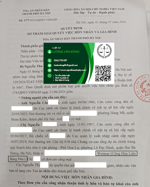 Ly hôn với người VN đang ở CHLB Đức tại Hà Nội