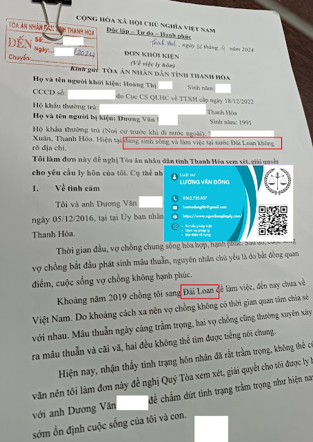 Ly hôn 1 bên ở Đài Loan tại Thanh Hóa Ly hôn 1 bên ở Đài Loan tại Thanh Hóa