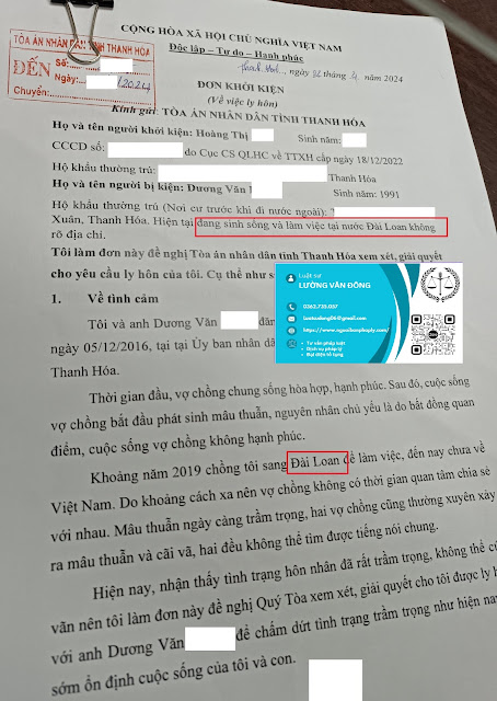 Ly hôn với 1 bên đang ở Đài Loan tại Thanh Hóa Ly hôn với 1 bên đang ở Đài Loan tại Thanh Hóa