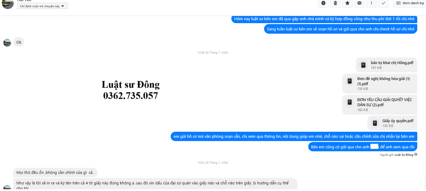 Khách hàng ở nước ngoài nhờ Ls Đông hỗ trợ thủ tục Khách hàng ở nước ngoài nhờ Ls Đông hỗ trợ thủ tục