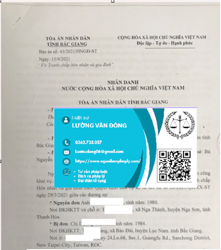 Ly hôn yếu tố nước ngoài tại Bắc Giang