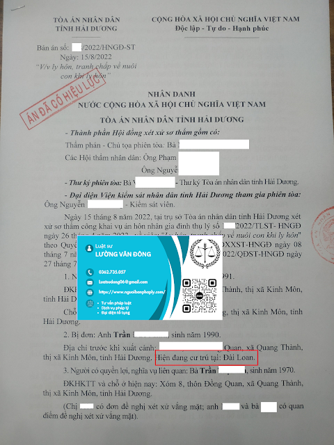 Ly hôn với chồng đang ở Đài Loan tại Hải Dương Ly hôn với chồng đang ở Đài Loan tại Hải Dương