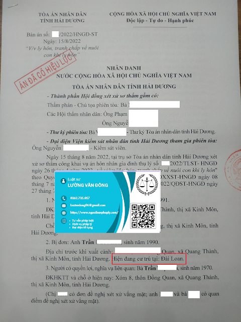 Luật sư Đông Ly hôn yếu tố nước ngoài