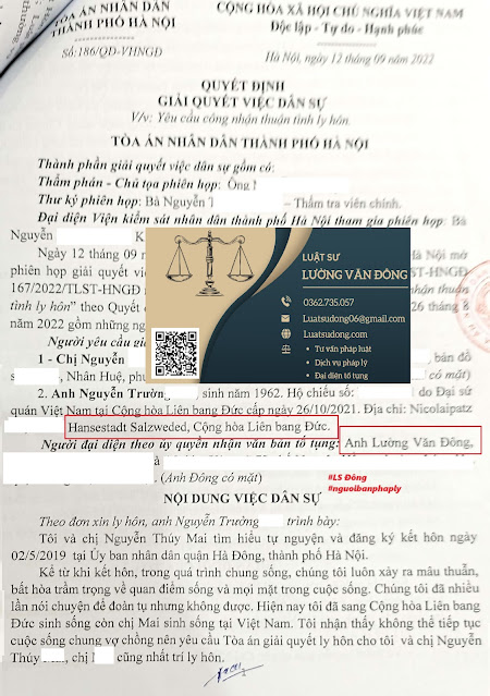 Ly hôn với 1 bên đang ở CHLB Đức