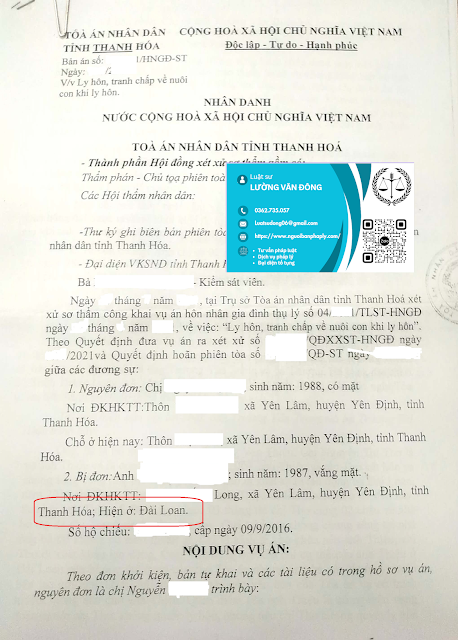 Bản án ly hôn vắng mặt 1 bên ở Đài Loan Bản án ly hôn vắng mặt 1 bên ở Đài Loan