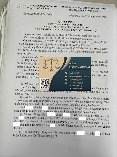 Quyết định ly hôn tòa án quận Đống Đa