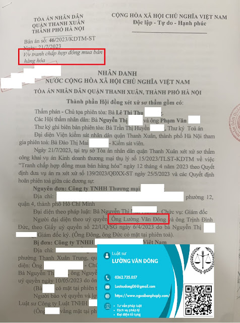 Luật sư Đông giải quyết tranh chấp hợp đồng mua bán hàng hóa