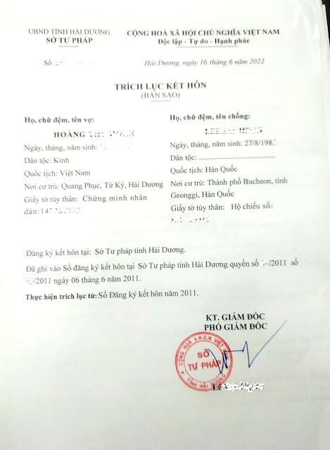 Ly hôn với người Việt Nam đang ở Hàn Quốc