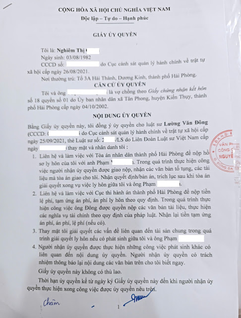 Khách hàng ủy quyền cho Luật sư Đông Khách hàng ủy quyền cho Luật sư Đông