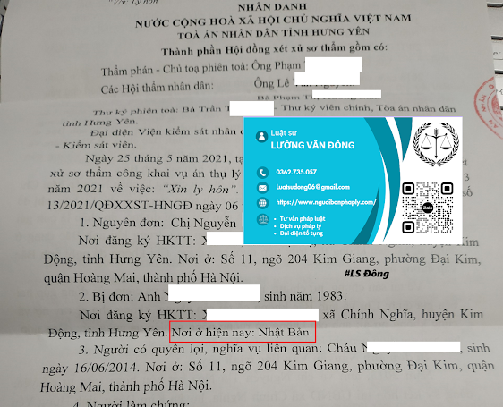 Ly hôn yếu tố nước ngoài tại Hưng Yên