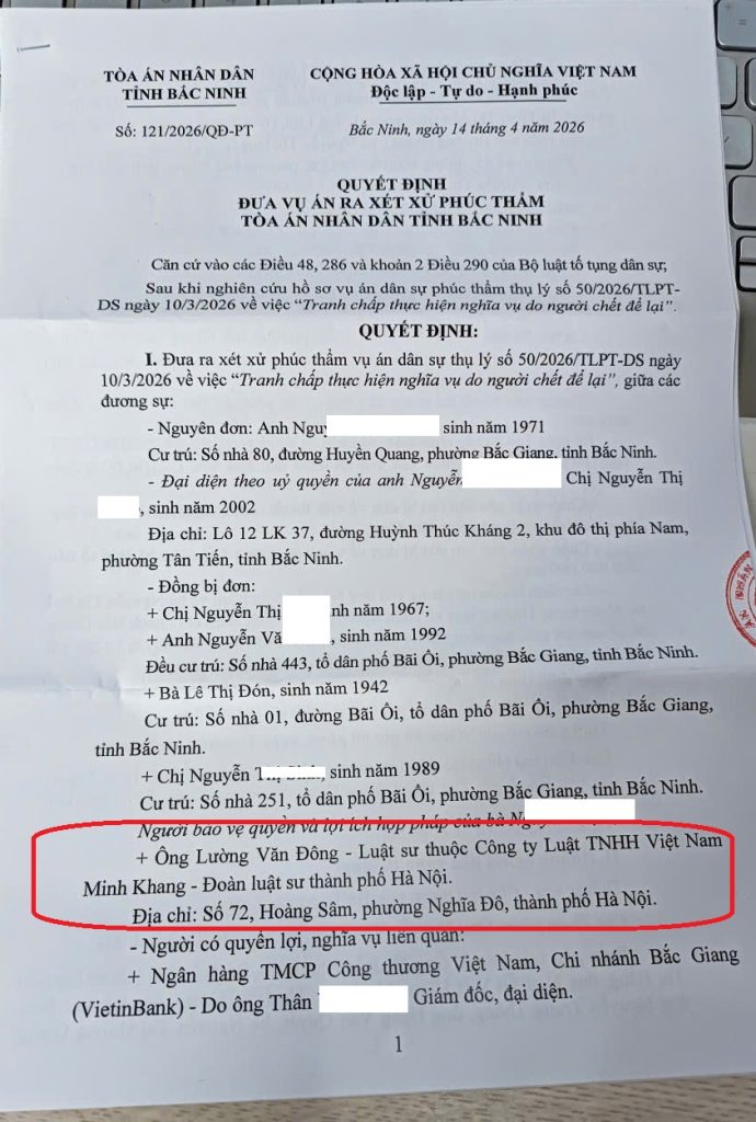 Quyết định đưa vụ án ra xét xử Phúc thẩm