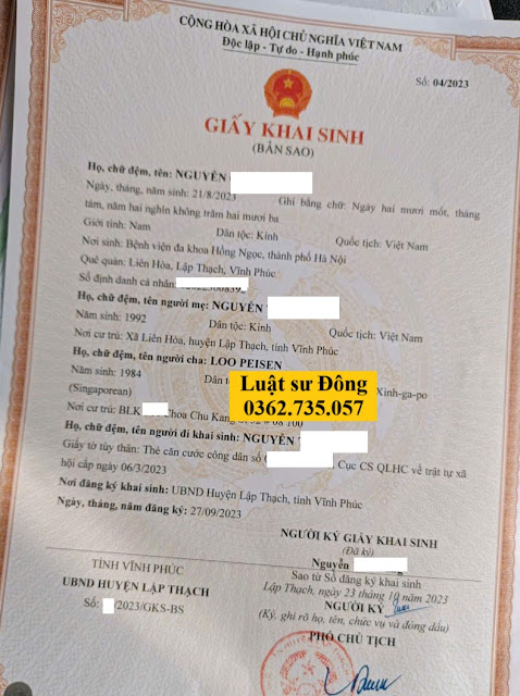 Khai sinh có yếu tố nước ngoài