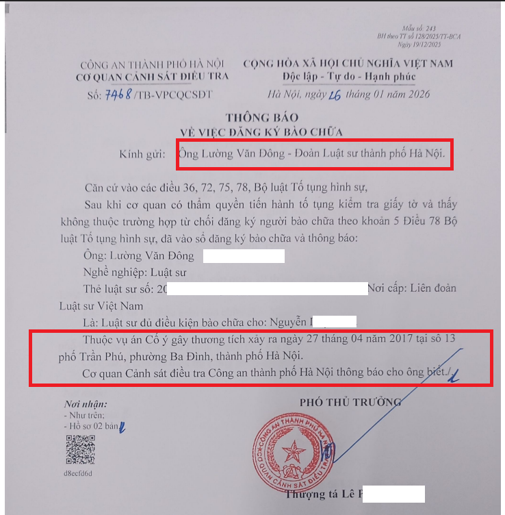 Thông báo bào chữa