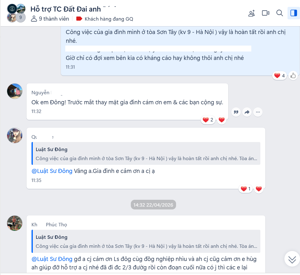 Phản hồi của khách hàng sau khi phiên tòa kết thúc
