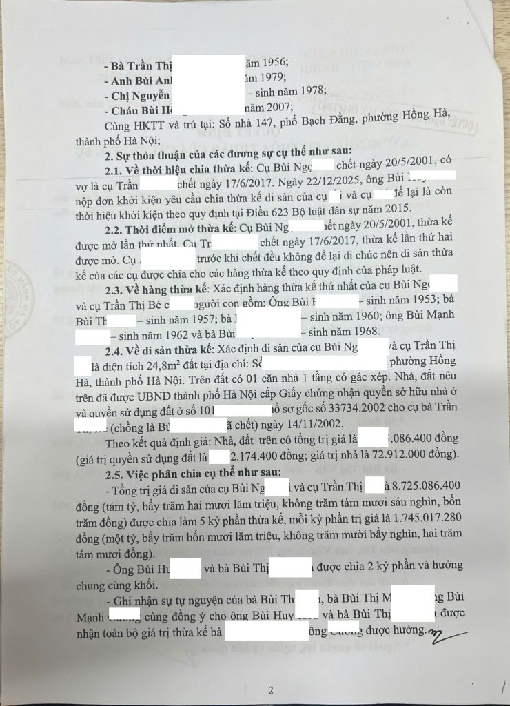 Quyết định của Tòa án giải quyết về quyền thừa kế