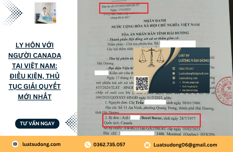 Ly hôn với người Canada tại Việt Nam: Thủ tục mới nhất