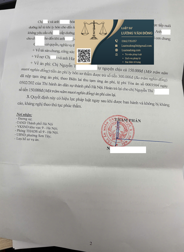 Ly hôn tại tòa án khu vực 9 Hà Nội