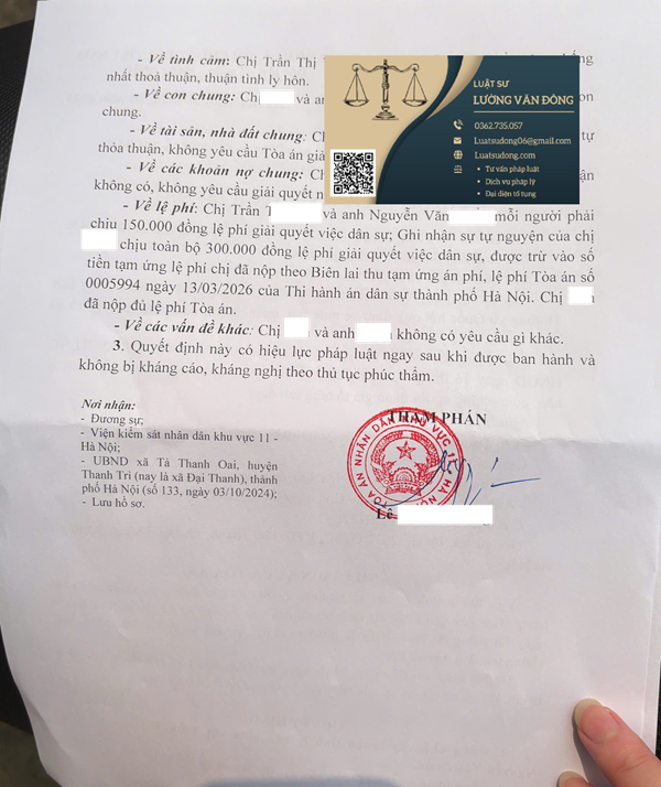 Ly hôn tại tòa án khu vực 11 Hà Nội