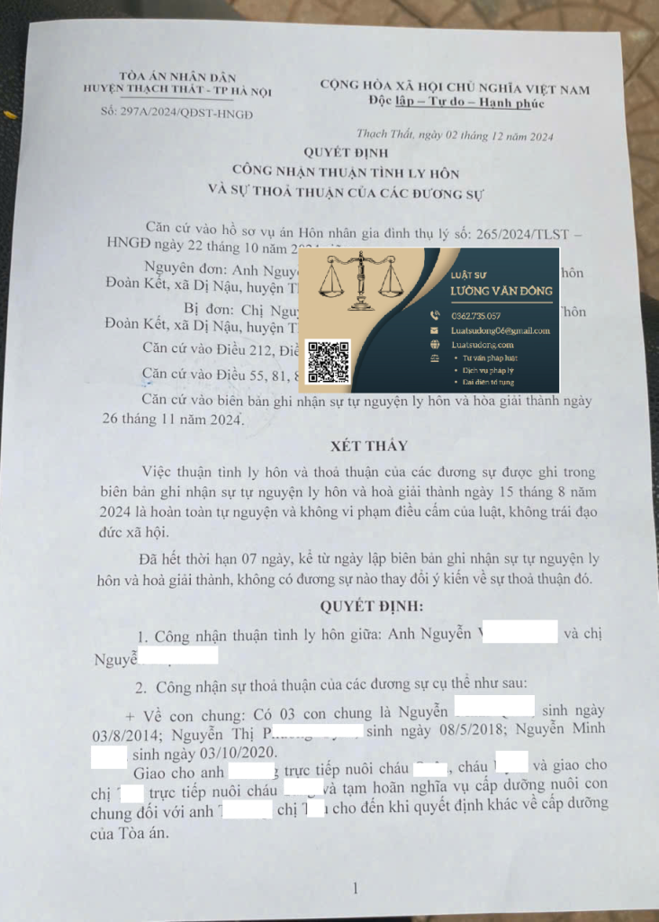 Ly hôn tại tòa án khu vực 10 Hà Nội