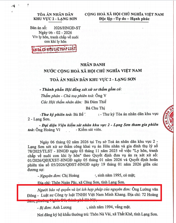 ly hôn đơn phương tại khu vực 2 Lạng Sơn