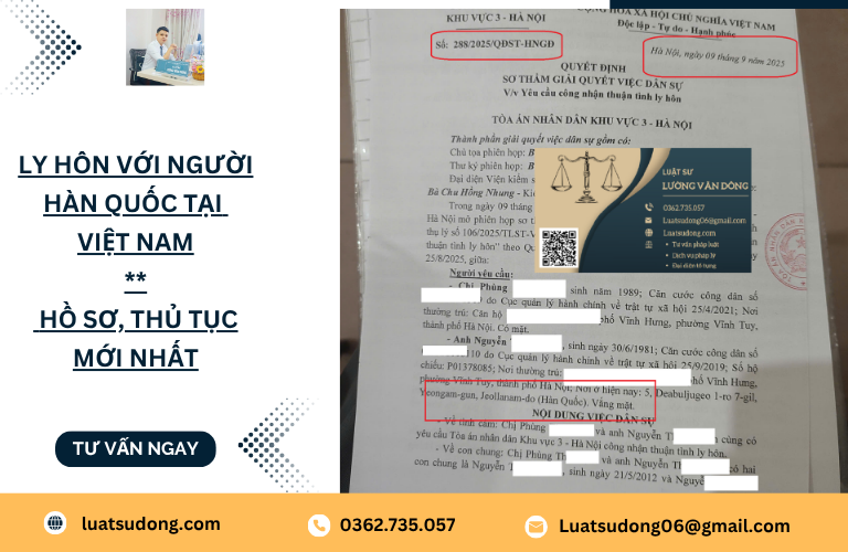 Ly hôn với người Hàn Quốc tại Việt Nam